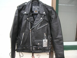 black leather jacket with roses