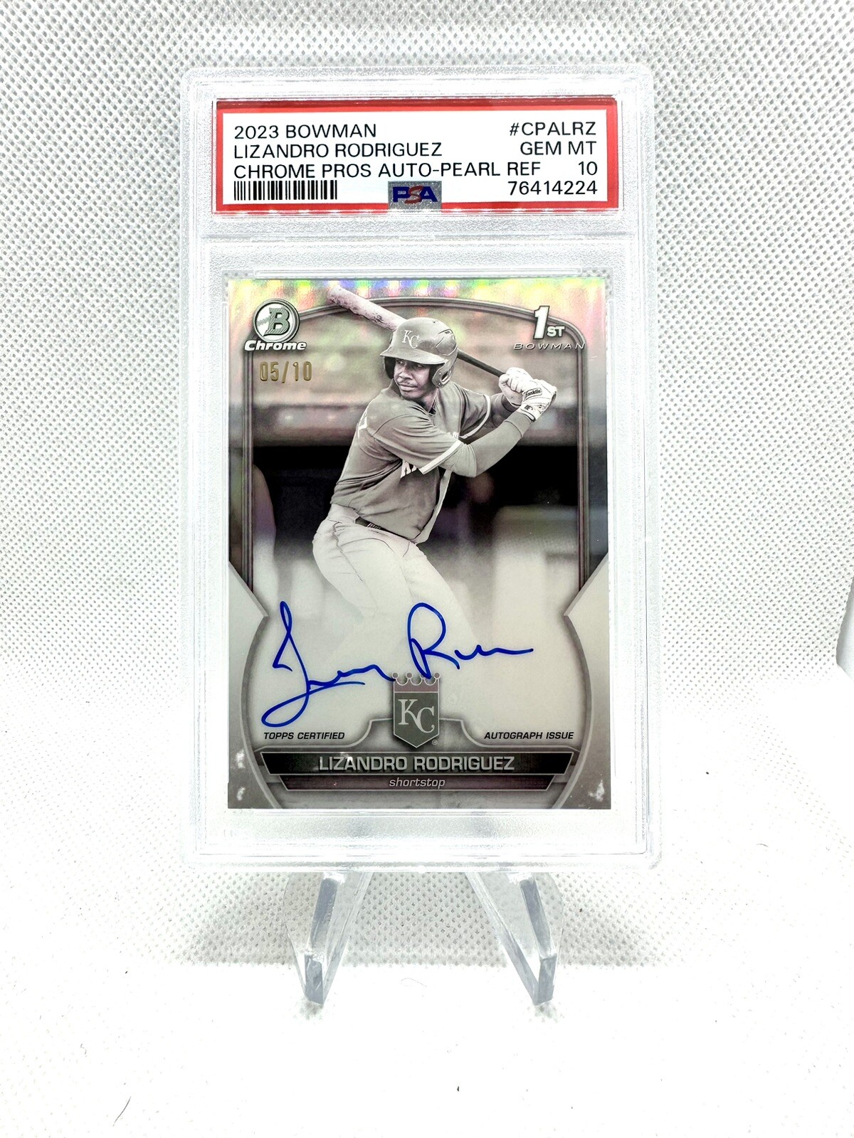 Lizandro Rodriguez 2023 Bowman Chrome Auto Pearl Refractors /10 #CPALRZ PSA 10