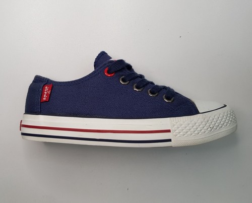 LEVI'S TRUCKER LOW SIZE 12UK EU30 BOYS GIRLS NAVY DENIM PLIMSOLLS TARINERS SHOES - Picture 4 of 14