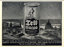 Tell Cacao Hartwig Vogel AG K&uuml;nstler-& Markenwerbung von 1912