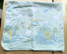 Vintage Noah’s Ark Baby Receiving Nursery Blanket Well Loved Some Pilling