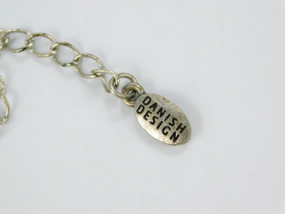 Collar Cuadrado Corazón Esmalte Tono Plata Diseño Danés Peregrino Cristal 14-17" Foto 4 de 4