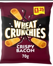 Wheat Crunchies Crispy Bacon Flavour Wheaty Tubes PMP £1.25 Full Case of 16x70g
