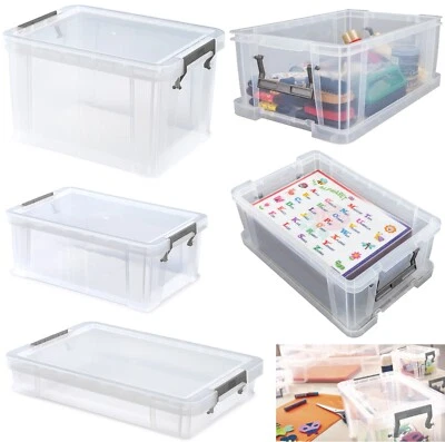 Plastic Storage boxes Clear Transparent All Store Solutions Sturdy Clip Lock Lid