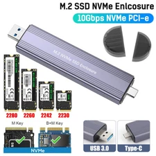 M.2 NVMe SSD To USB 3.1 Type C Drive External Enclosure Case Adapter 10 Gbps