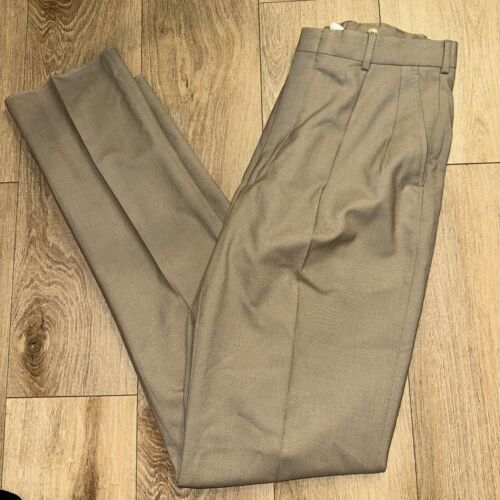 Lands End Mens Pleated Wool Pants 34 Long 40” To Tailored Length Light Taupe