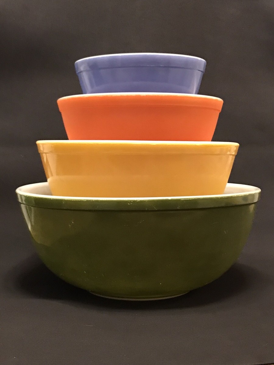 Vintage Pyrex REVERSE PRIMARY Mixing Bowls Set of Four 401 402 403