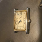 Vintage 1976 Rare Gold Tone Tank Timex Mens Watch Roman Elegant For Repair