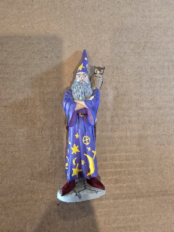 Vintage 1979 Merlin Owl Pewter Figurine Camelot US Superior Models Inc Painted
