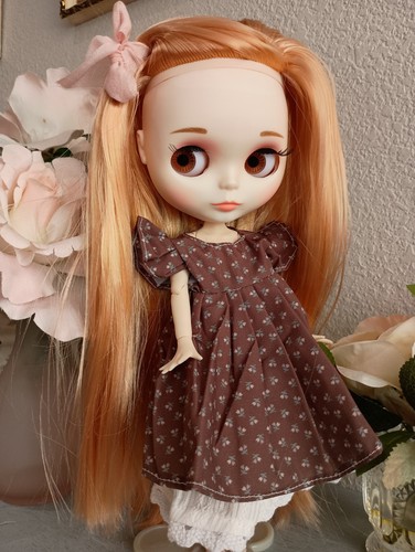 Blythe Type Doll 12" Factory Matte Face with Copper Hair Jointed Body