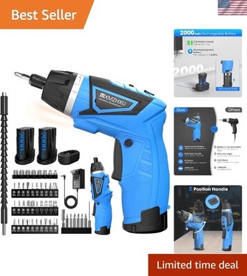 Professional Grade Cordless Screwdriver with Dual Grip & Rechargeable Batteries