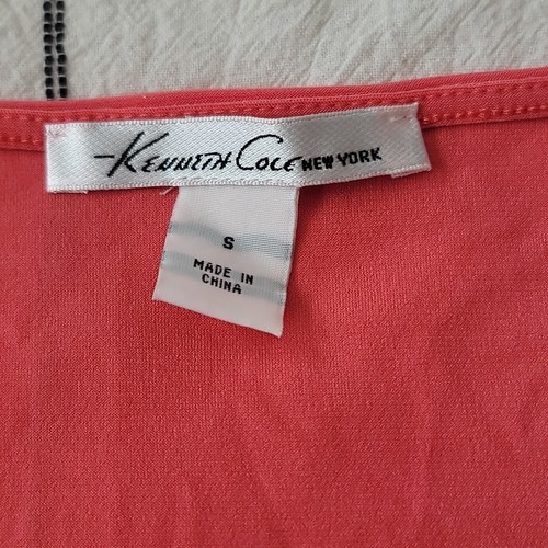 Canotta senza maniche Kenneth Cole Coral New York arancione drappeggio collo cappuccio taglia S - Foto 2 di 8