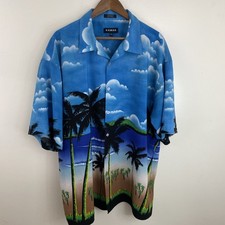 Koman Sport Shirt Mens 2XL XXL Multicolor Tropical Beach Short Sleeve Button