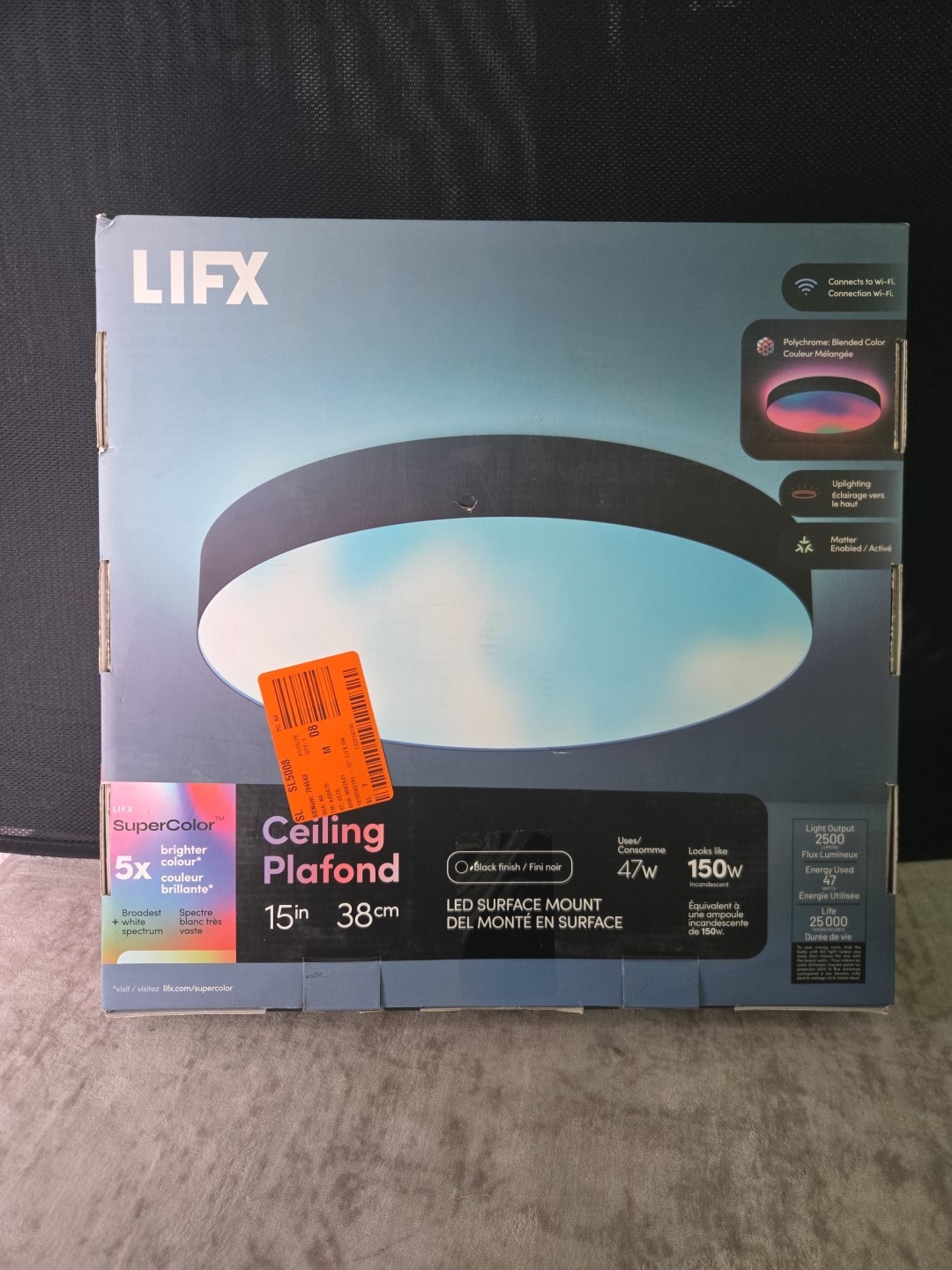 LIFX 15 in. White Finish Indoor LED Flush Mount Multi-Color Smart Ceiling Light