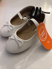 Wonder Nation Toddler Girls White Bow Ballet Dress Shoes Size 10 NEW