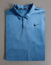 Nike Dri-FIT Nike Golf Blue Striped Short Sleeve Polo Shirt Men's L Logo