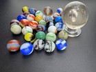 ANTIQUE MARBLE LOT-35 MIXED MARBLES- LARGE BEAR SULPHIDE, SWIRL AND MACHINE MADE — photo 3