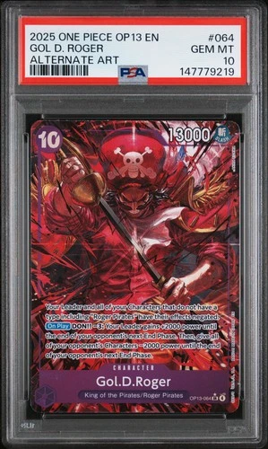 2025 ONE PIECE OP13-CARRYING ON HIS WILL ALTERNATE ART #064 GOL D. ROGER PSA 10