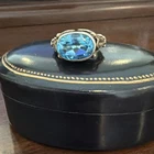 Vintage Sterling Silver 925 Ring with Large Oval Blue Stone