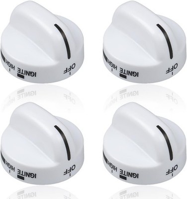 4 Pack Range Burner Knob WP8273104 Compatible with Whirlpool Sears White