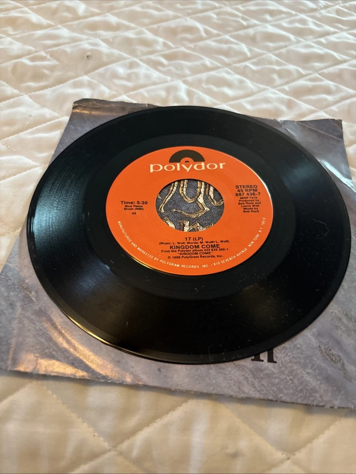 Kingdom Come Get It On & 17 7" Single 45 RPM Vinyl 1988 Polydor Record 887-436-7 - Imagem 2 de 4