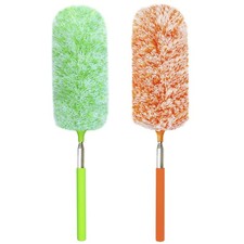 2 Pack Microfiber Feather Duster with Extendable Pole for Car Office Furniture