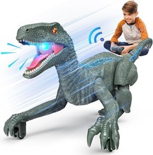 Remote Control Dinosaur, Realistic Dinosaur Toys for Kids 3-5, 2.4GHZ, Green