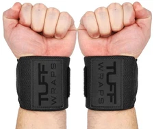 TuffWraps 16" Wrist Straps for Gym - No Thumb Loops - Powerlifting, Weightlif...