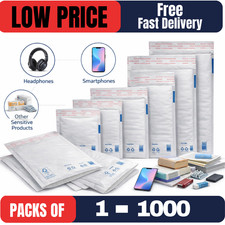 GENUINE BUBBLE PADDED ENVELOPES MAILERS SELF SEAL POSTAL BAGS WHITE ALL SIZES
