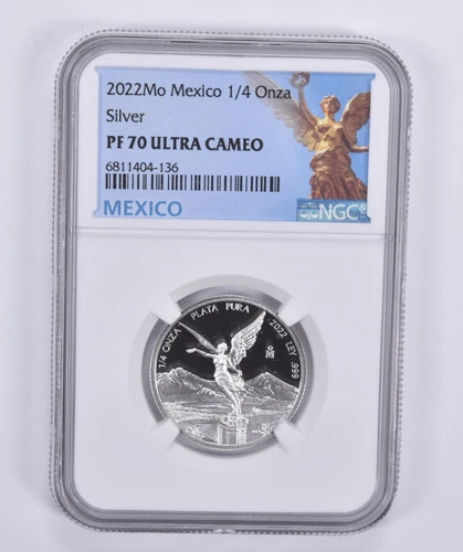 2022 Mo Mexico Silver 1/4 Onza Proof PF70 UCAM NGC Mexico Label *9883