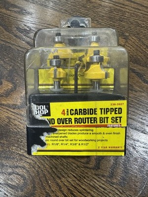 Tool Shop 4Pcs 1/4'' Shank Carbide Tipped Round Over Router Bit Set