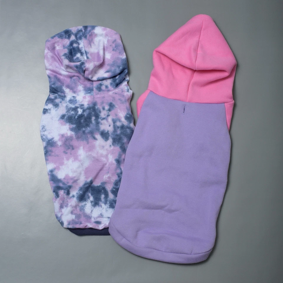 Set Of Two Dog Hoodies | Tie Dye Pink Purple | 15-20lbs Dog - Image 3 of 3