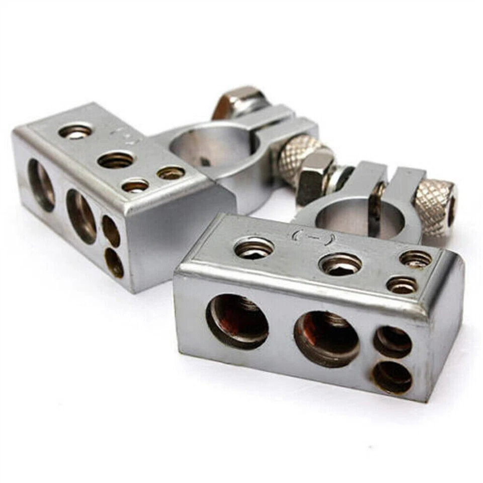 2Pcs Car Vehicle Metal Battery Terminal Clamp Connector Kit For 2 4 8 Gauge Foto 3 de 4