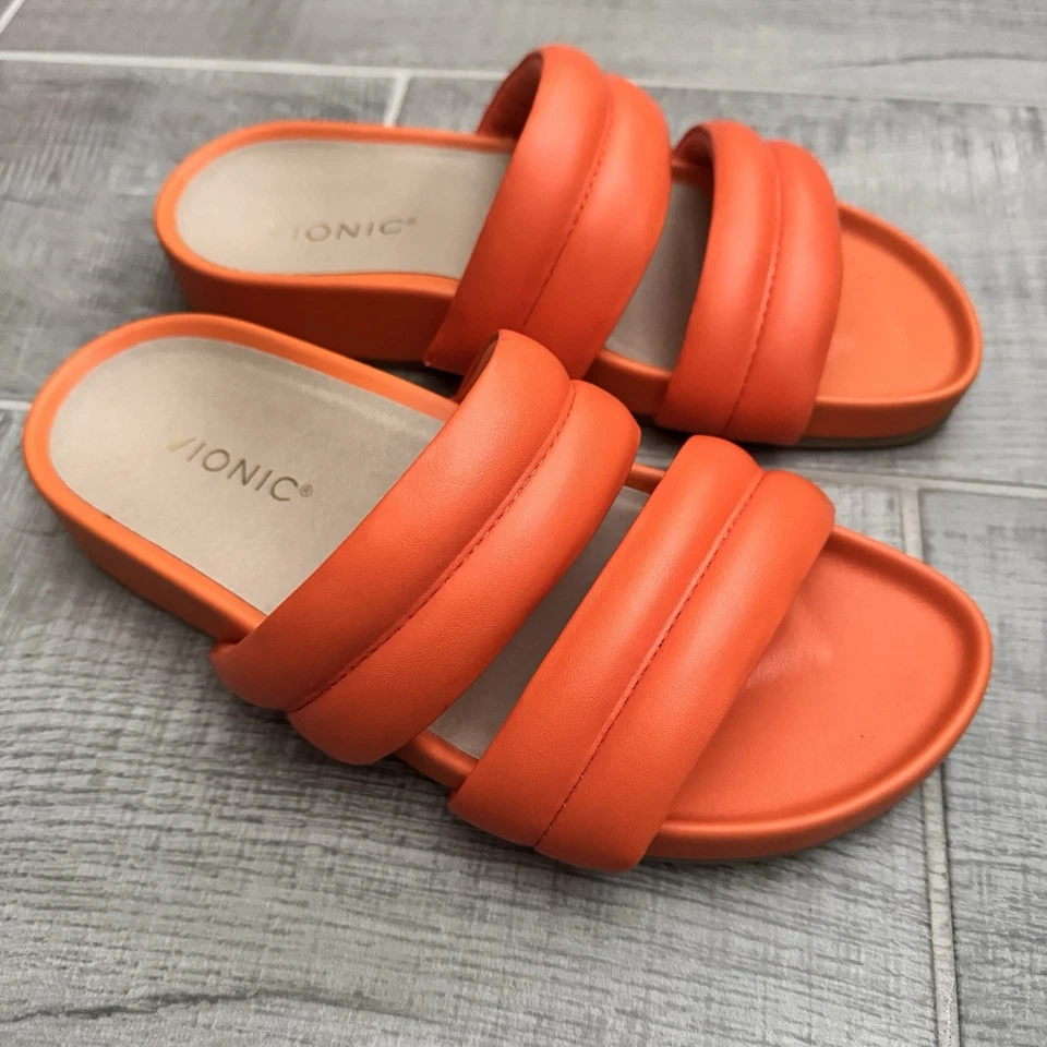 Sandalias Vionic Mayla Naranja Doble Banda Slides Para Mujer Talla 7 Zapatos Correas Foto 3 de 4