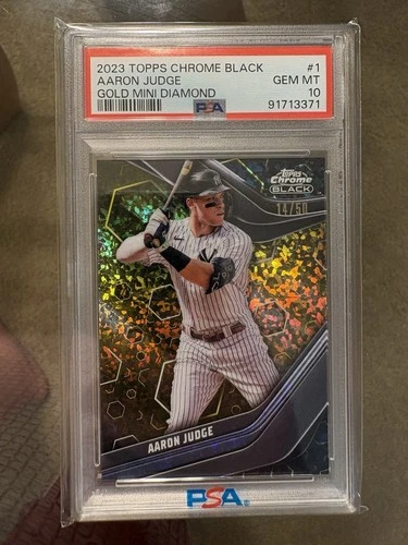 2023 Topps Chrome Black Aaron Judge #1 Gold Mini Diamond PSA 10 /50