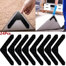 24Pcs Carpet Mat Grippers Anti Slip Rubber Rug Stickers Skid Pad Tape Reusable