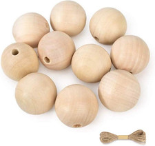 Natural Wood Beads Round Ball Wooden Loose Beads Unfinished Wood Spacer Beads...