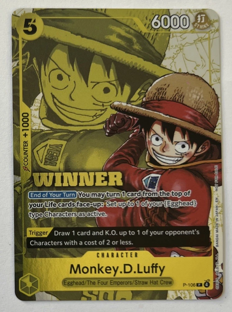 Monkey.D.Luffy P-106 One Piece Promotion Cards for sale | eBay
