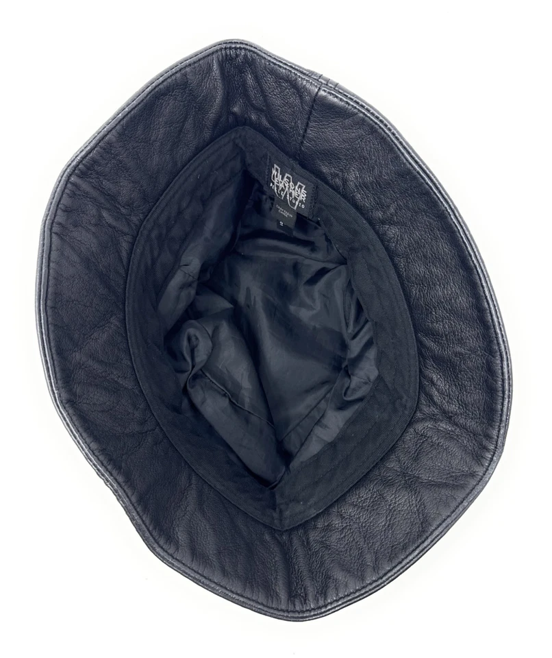 Sombrero cubo de cuero negro vintage Wilsons Foto 2 de 4