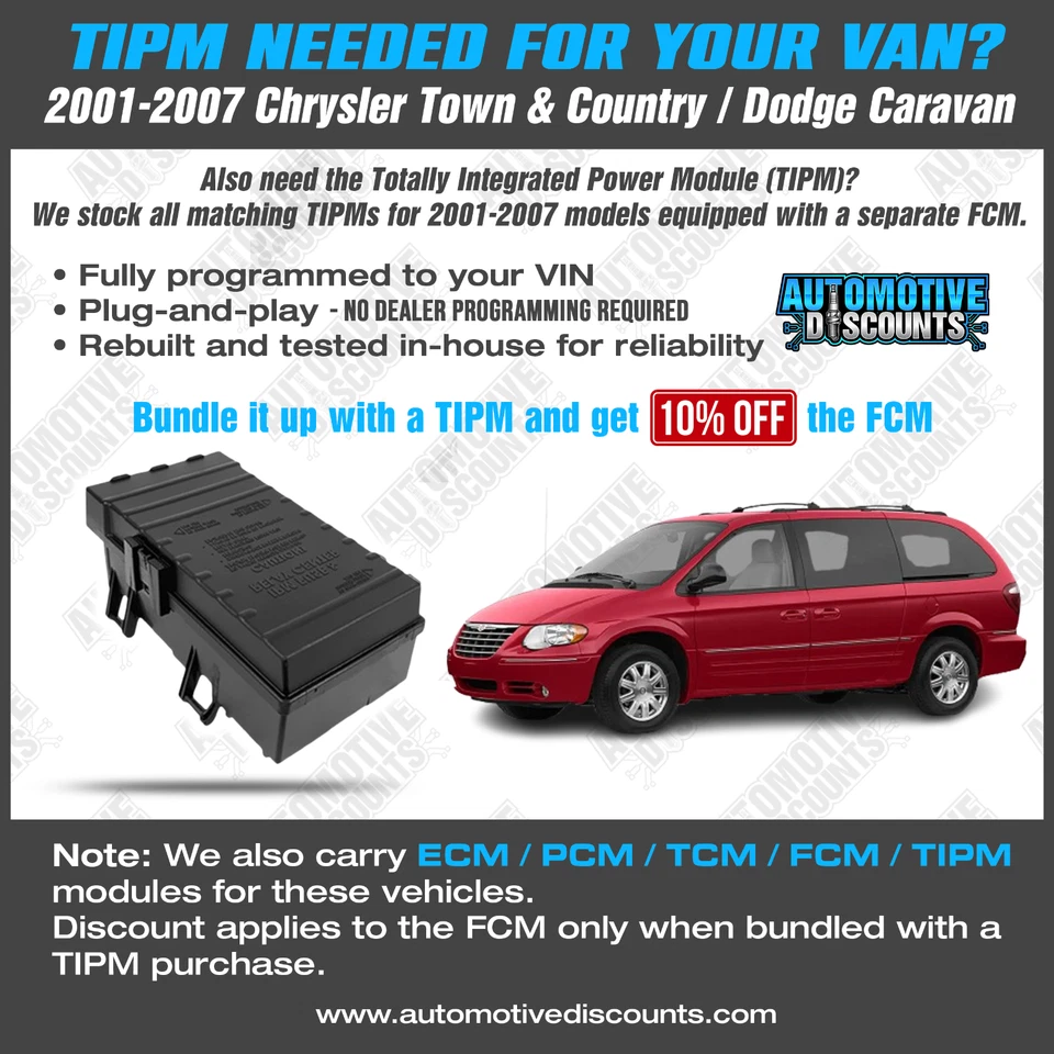 2001 Dodge Caravan многофункциональный модуль FCM PLUG & PLAY P # 04869000AI - Изображение 3 из 4