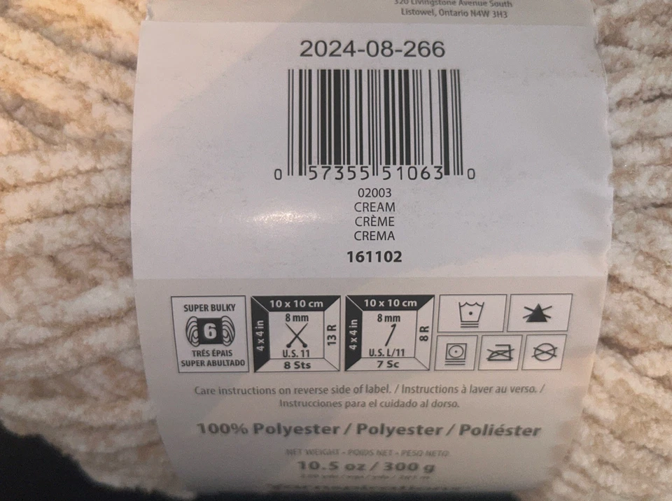 Paquete de 4 mantas Bernat hilo moteado crema Foto 4 de 4