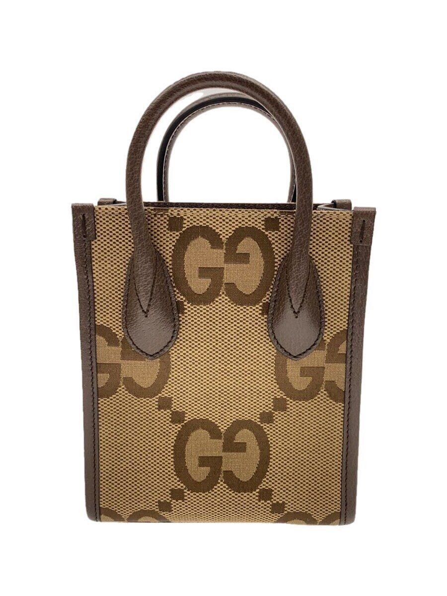 【GUCCI 】Jumbo GG Logo Mini Tote Bag BEIGE LAPIS GUCCI Monogram Jumbo GG Textured Dollar Calfskin Mini Tote