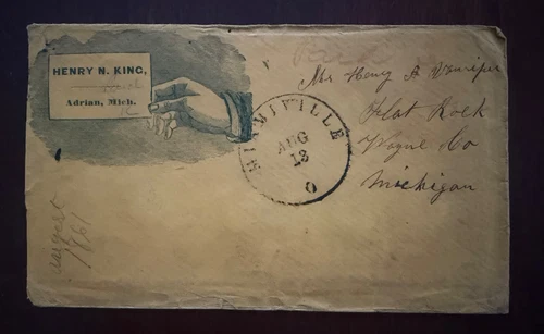c1860's Civil War Patriotic Cover Miamiville Ohio Adrian Michigan
