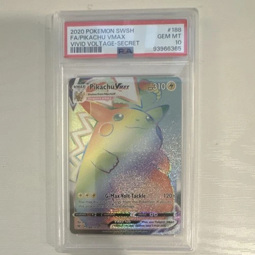 Pokémon Pikachu VMAX Swsh04: Vivid Voltage Secret Rare 188/185 Holo PSA 10 2020