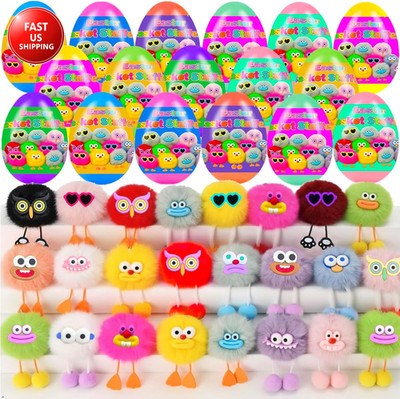 24 Pcs Prefilled Easter Eggs with Plush Toys Keychain Decoration Stuffed Toy Gre