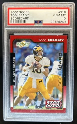 2000 Score Tom Brady Scorecard Rookie RC #/2000 Wolverines PSA 10 GEM MINT
