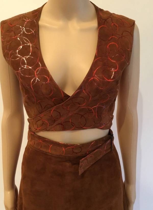 ALAIA VINTAGE SEXY SUEDE CRISS CROSS TOP & SKIRT SZ 36 & 38 image 6