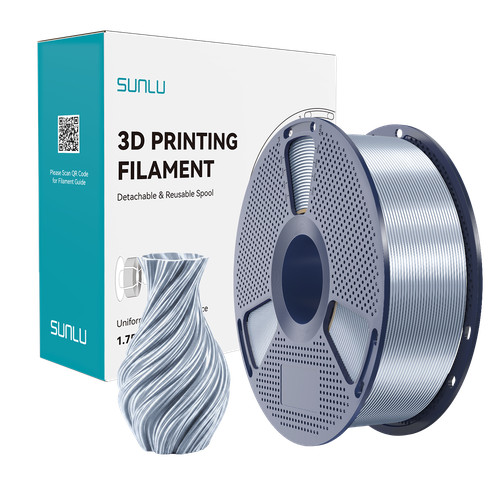 SUNLU 1.75mm Silk 2.0 PLA+ 3D Printer Filament,Silky Smooth Finish,1KG Spool