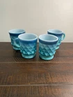 Vintage Fire King Set of 4 Blue Kimberly 9oz. Coffee Mugs NICE!!