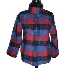 Vintage Ireland Branigan Weavers Plaid Wool Shacket Light Zip Up Jacket Small